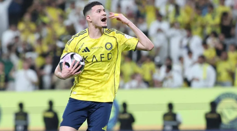 عبد الله الحمدان مهاجم النصر (تصوير: عبد العزيز النومان) 