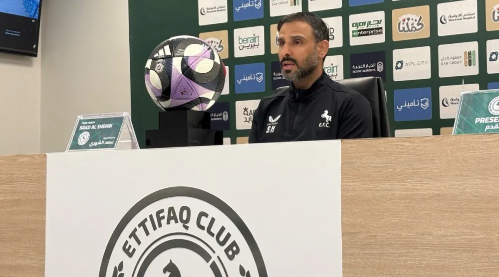 سعد الشهري خلال المؤتمر الصحافي (الشرق الأوسط)