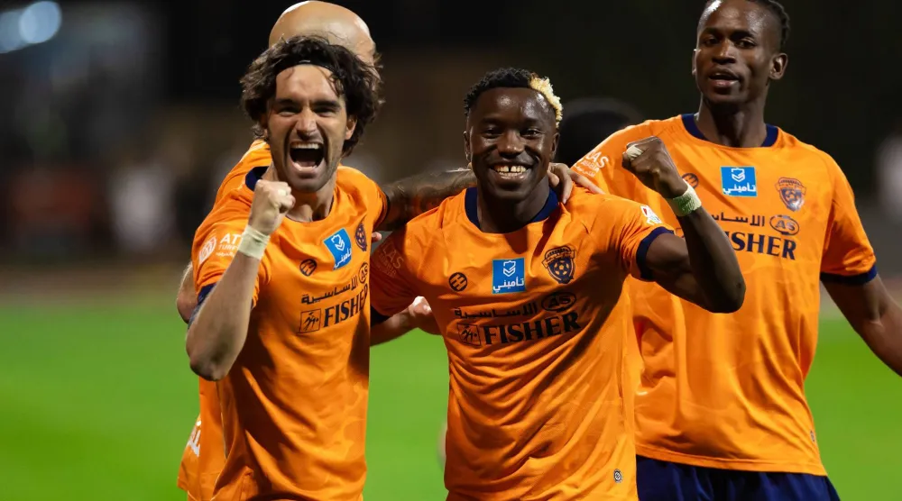 فرحة فيحاوية بعد هدف التعادل (موقع نادي الفيحاء)