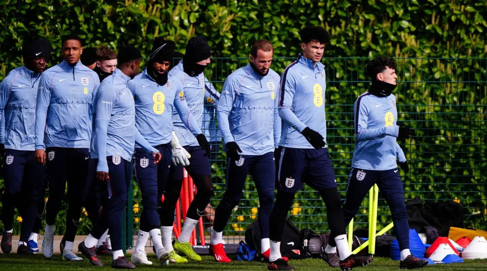 جانب من تدريبات منتخب إنجلترا الشهر الماضي (د.ب.أ)