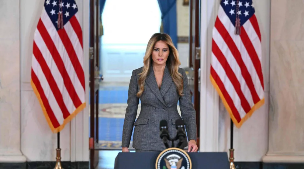 ميلانيا ترمب تتحدث في البيت الأبيض (أ.ف.ب)