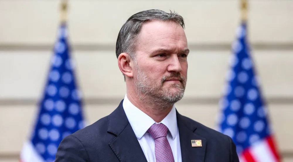 الممثل التجاري الأميركي جيمسون غرير في مؤتمر صحافي سابق (رويترز)