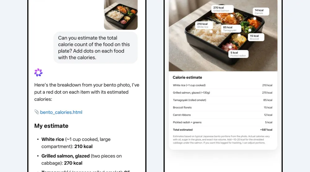 يستطيع نموذج «ميوز سبارك» الجديد تحليل الصور وعرض البيانات الصحية المرتبطة بالوجبات (ميتا)