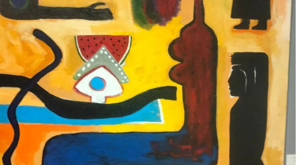 من لوحات الفنان حسن غانم (الشرق الأوسط)