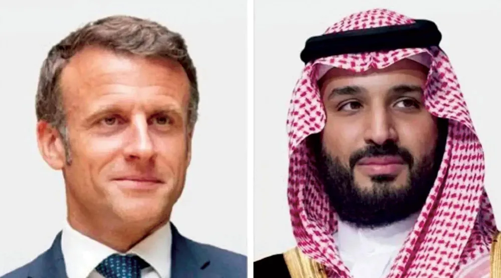 ولي العهد السعودي الأمير محمد بن سلمان والرئيس الفرنسي إيمانويل ماكرون (الخارجية السعودية)