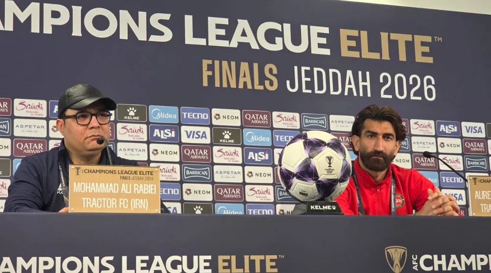 محمد ربيعي وعلي بيرانفاند خلال المؤتمر الصحافي (الشرق الأوسط)