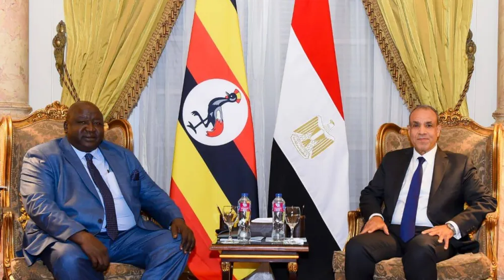 وزير الخارجية المصري خلال محادثات مع نظيره الأوغندي بالقاهرة (الخارجية المصرية)