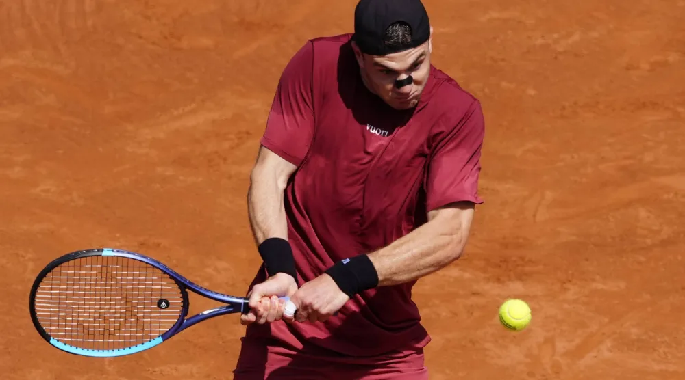 Jack Draper of Britain in action during his first round match against Martin Etcheverry of Argentina at the Barcelona Open tennis tournament in Barcelona, Spain, 13 April 2026.  EPA/Alejandro Garcia