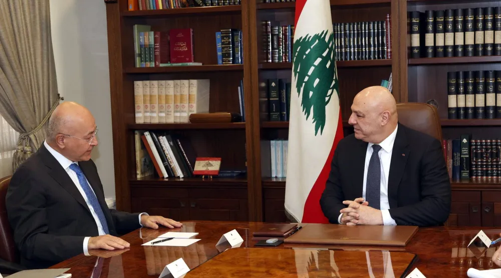 الرئيس اللبناني جوزيف عون مستقبلاً المفوض السامي للأمم المتحدة لشؤون اللاجئين الرئيس العراقي السابق برهم صالح (الرئاسة اللبنانية)