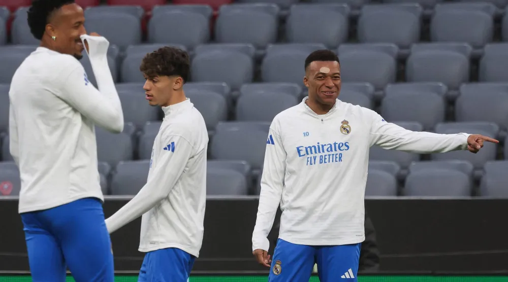 كيليان مبابي في تدريبات ريال مدريد (أ.ف.ب)