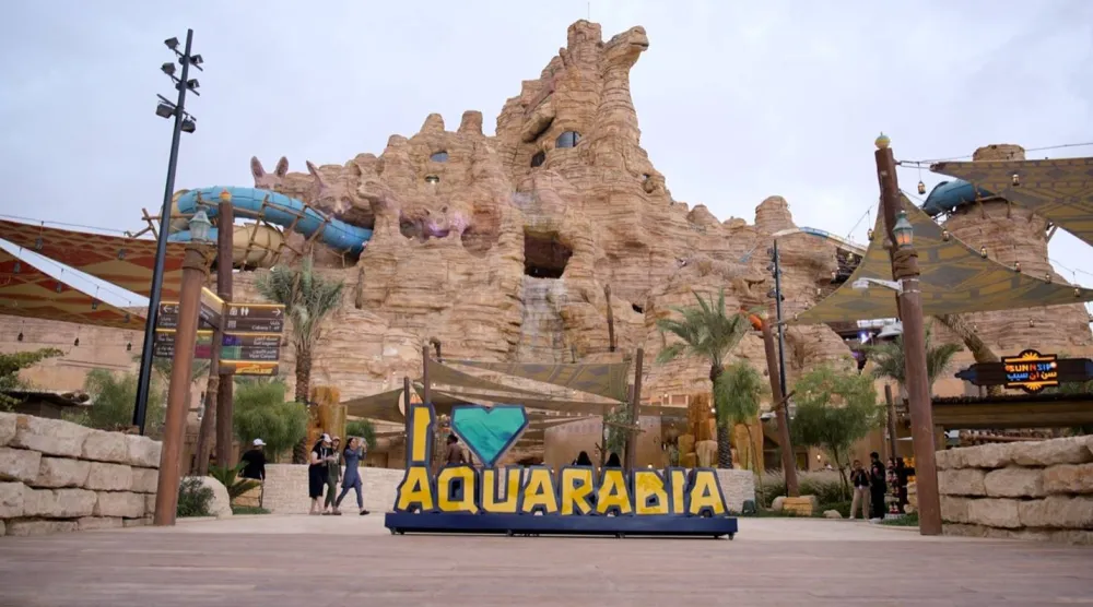 جانب من المدخل الرئيسي لمنتزه أكواريبيا في القدية (تصوير: تركي العقيلي)