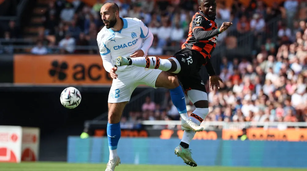 من مباراة مرسيليا ولوريان في الدوري الفرنسي (أ.ف.ب)