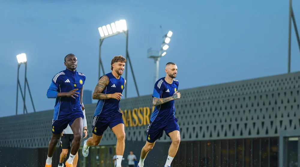 لاعبو النصر خلال تدريباتهم الأخيرة (موقع النادي)