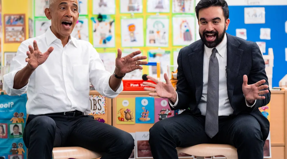 أوباما وممداني غنيا للأطفال الأغنية الشهيرة «عجلة الحافلة» (أ.ب)