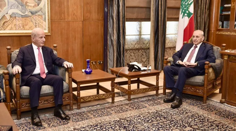 رئيس مجلس النواب مستقبلاً السفير الأميركي لدى لبنان ميشال عيسى (الرئاسة اللبنانية)