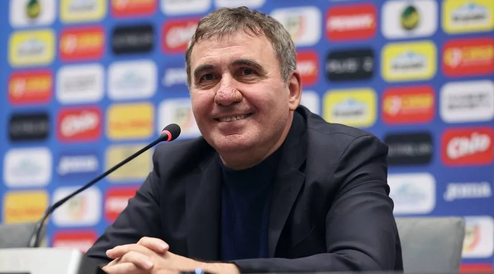 Gheorghe Hagi attends a press conference after being appointed as the new manager of the Romanian national team, in Bucharest, Romania, April 20, 2026. (EPA) 