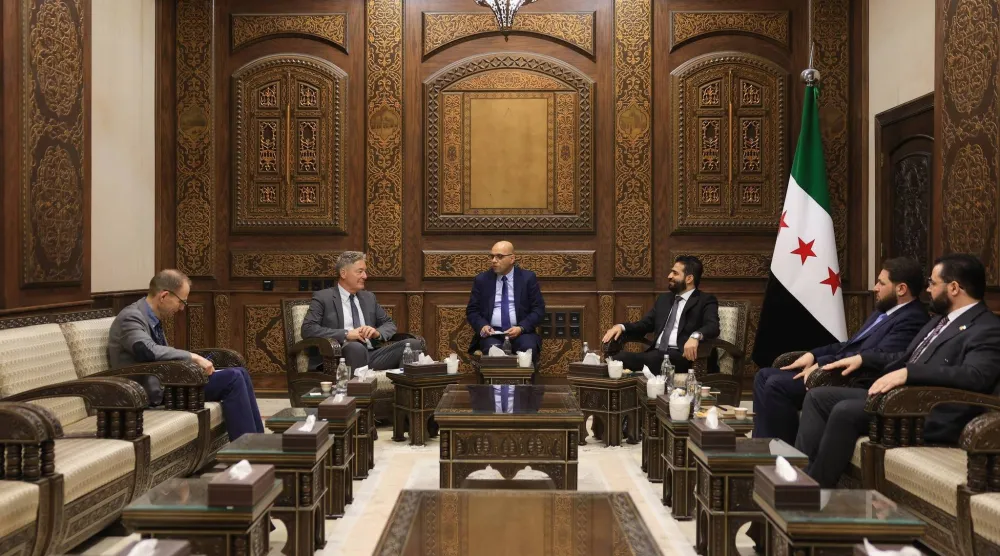 وزير الداخلية السوري أنس خطاب استقبل وفداً دبلوماسياً من الاتحاد الأوروبي برئاسة ميخائيل أونماخت القائم بأعمال البعثة (الداخلية السورية)