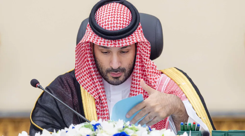 الأمير محمد بن سلمان ولي العهد السعودي لدى ترؤسه جلسة مجلس الوزراء في جدة (واس)