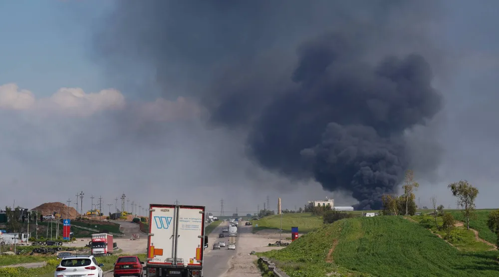 هجوم سابق بطائرة مسيرة على مشارف أربيل (د.ب.أ)