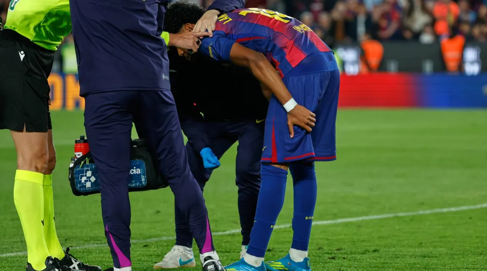 لامين جمال سيغيب حتى نهاية الموسم (أ.ب)