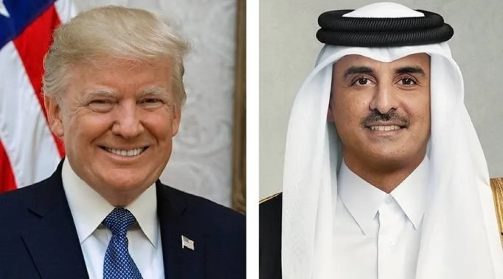 أمير قطر الشيخ تميم بن حمد والرئيس الأميركي دونالد ترمب (قنا)