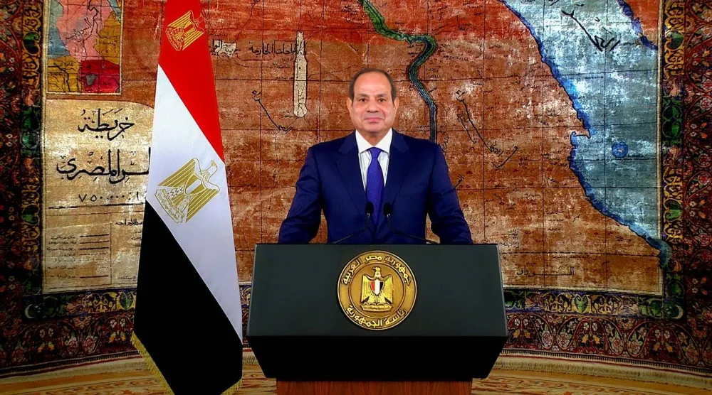 الرئيس المصري خلال خطابه بمناسبة ذكرى تحرير سيناء (الرئاسة المصرية)