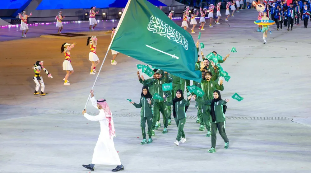 الوفد السعودي خلال افتتاح دورة الألعاب الآسيوية الشاطئية في مدينة سانيا الصينية (فريق السعودية)