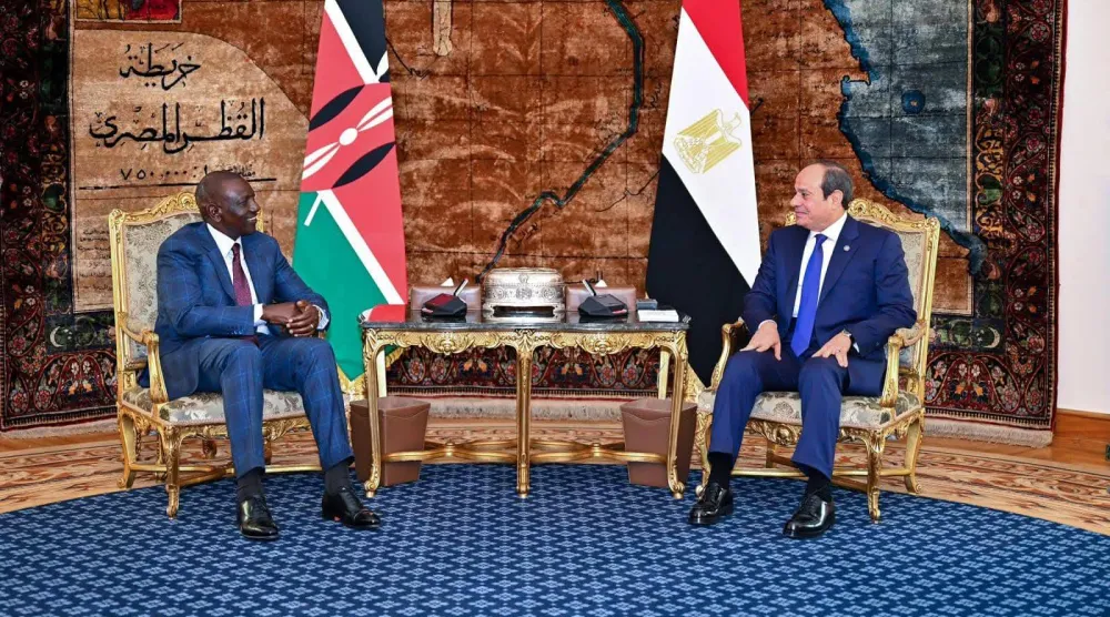 الرئيس المصري يستقبل نظيره الكيني في قصر الاتحادية يناير 2025 (الرئاسة المصرية)