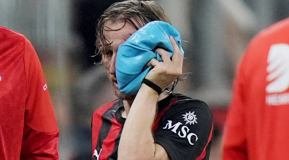 الكرواتي المخضرم لوكا مودريتش لاعب ميلان أصيب في مواجهة اليوفي (أ.ب)