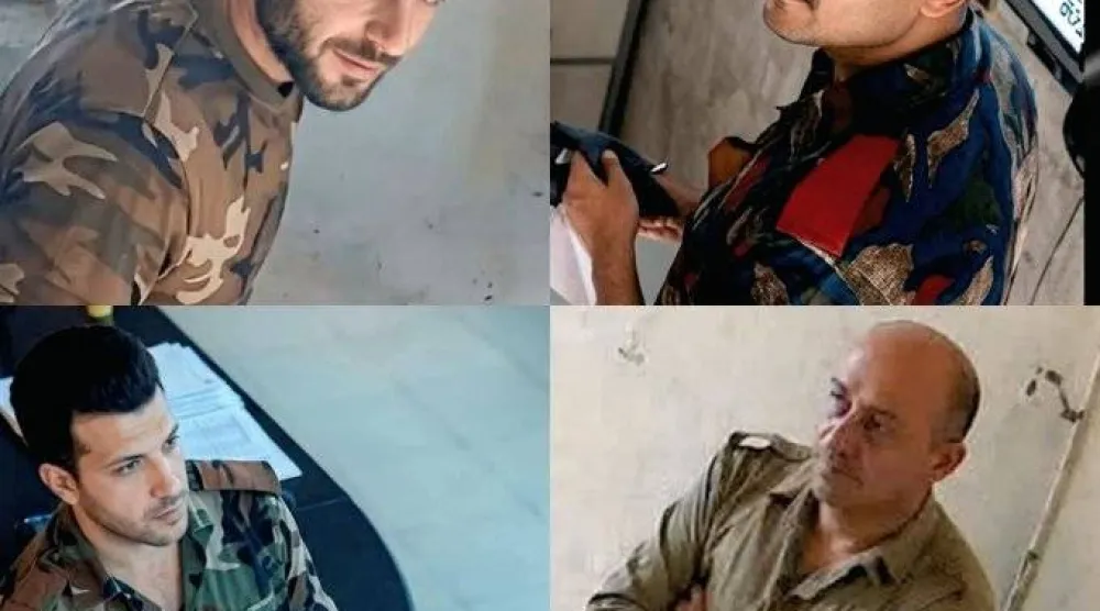 صور مقتطعة من الفيديوهات المسربة لمسؤولين أمنيين وحرس في سجن صيدنايا الثلاثاء 