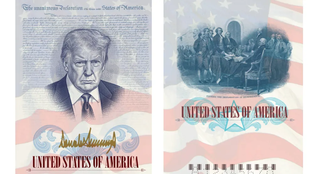 هكذا ستظهر جوازات السفر الأميركية المصممة خصيصا لإحياء هذه المناسبة التاريخية (أ.ب)