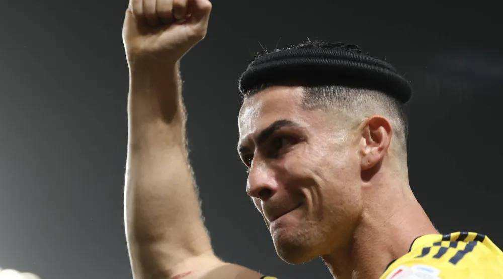 رونالدو محتفلاً بعد الفوز على الأهلي (تصوير: عبد العزيز النومان) 