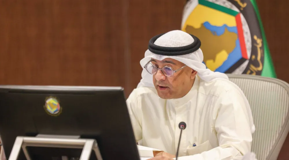 الأمين العام جاسم البديوي خلال كلمته في اجتماع وزراء التجارة الخليجيين الخميس (مجلس التعاون)