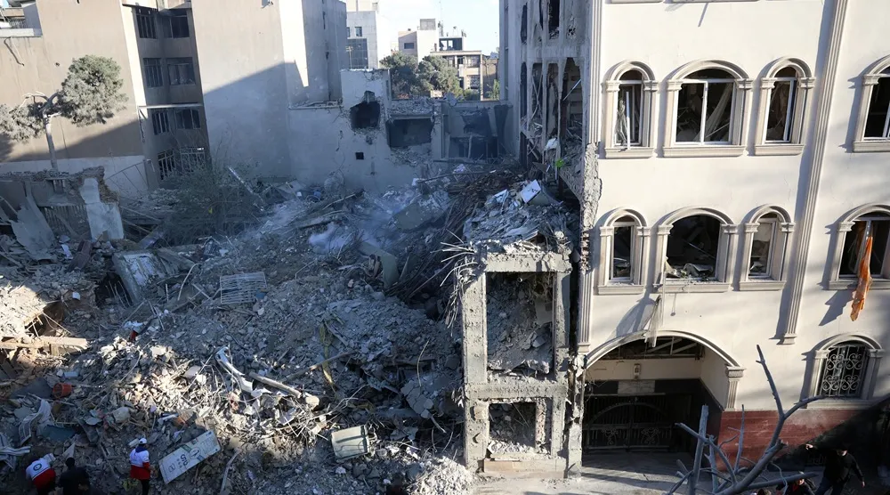  A view of a destroyed Khorasaniha Synagogue in Tehran, Iran, 07 April 2026. (EPA)