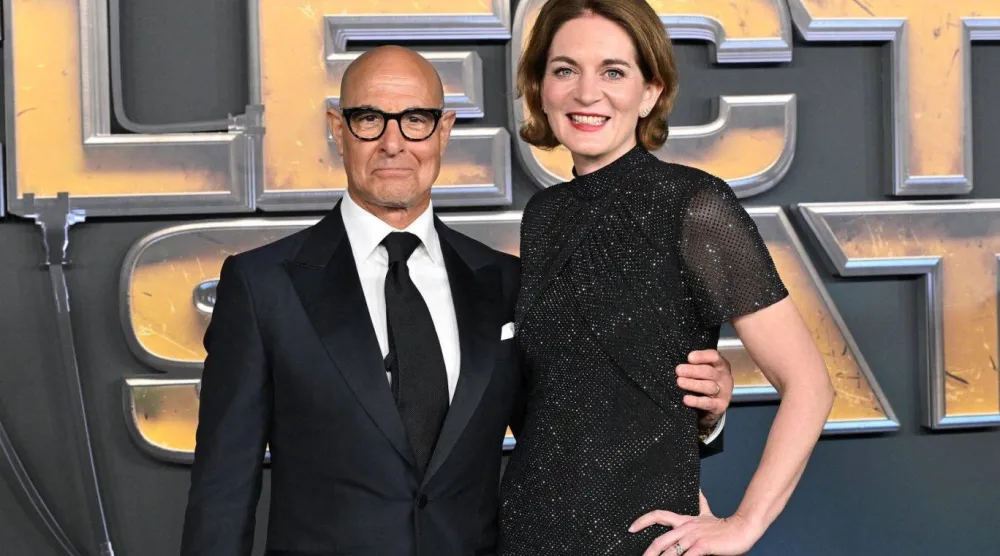 Stanley Tucci, eşi Felicity Blunt'la aralarındaki 21 yaş farkına rağmen "çok iyi anlaştıklarını" söylüyor (AFP)