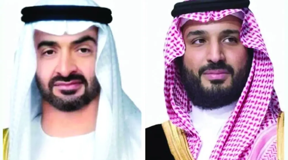 ولي العهد السعودي الأمير محمد بن سلمان والرئيس الإماراتي الشيخ محمد بن زايد (الخارجية السعودية)