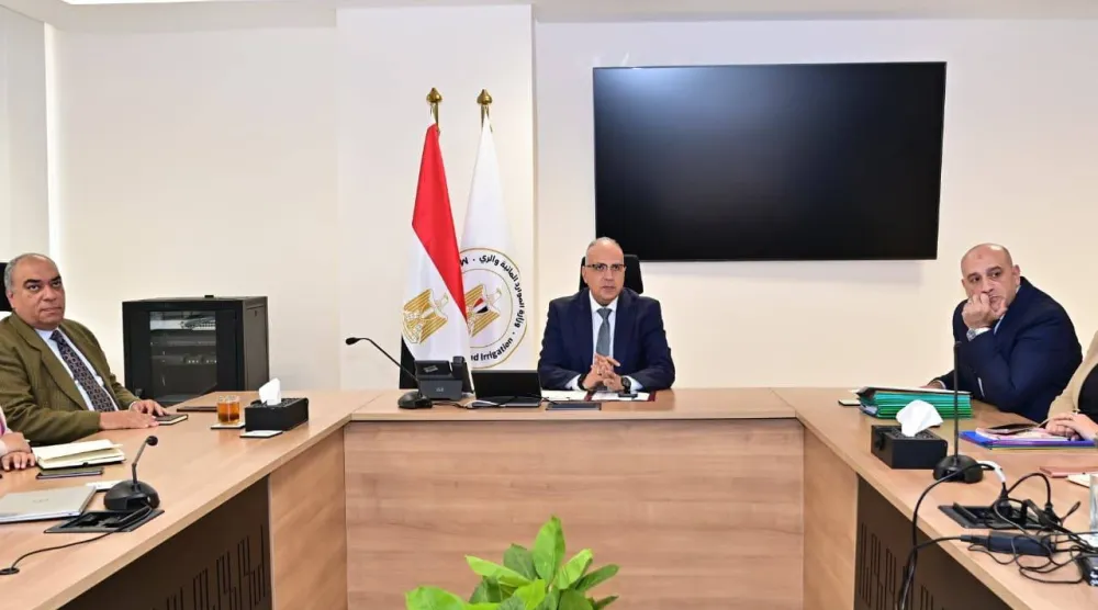 وزير الموارد المائية والري المصري هاني سويلم خلال مناقشة المشروع الجديد (وزارة الري المصرية)
