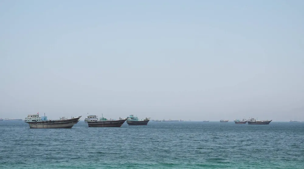 Vessels in the Strait of Hormuz, Musandam, Oman, May 8, 2026. REUTERS/Stringer