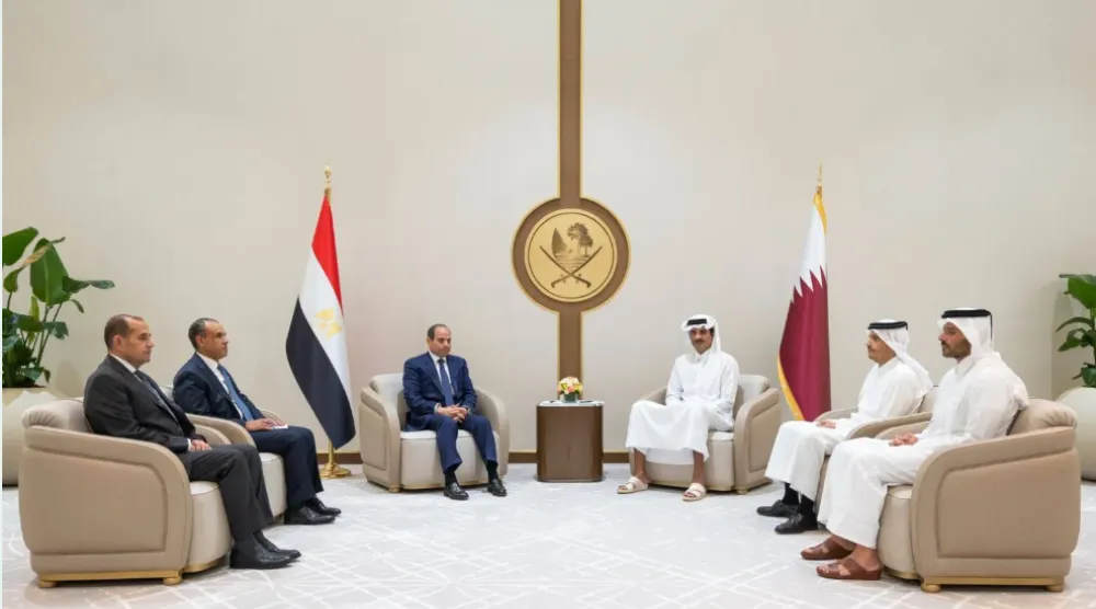 محادثات مصرية - قطرية في الدوحة مارس الماضي لوقف التصعيد العسكري بالمنطقة (صفحة الديوان الأميري القطري على «فيسبوك»)
