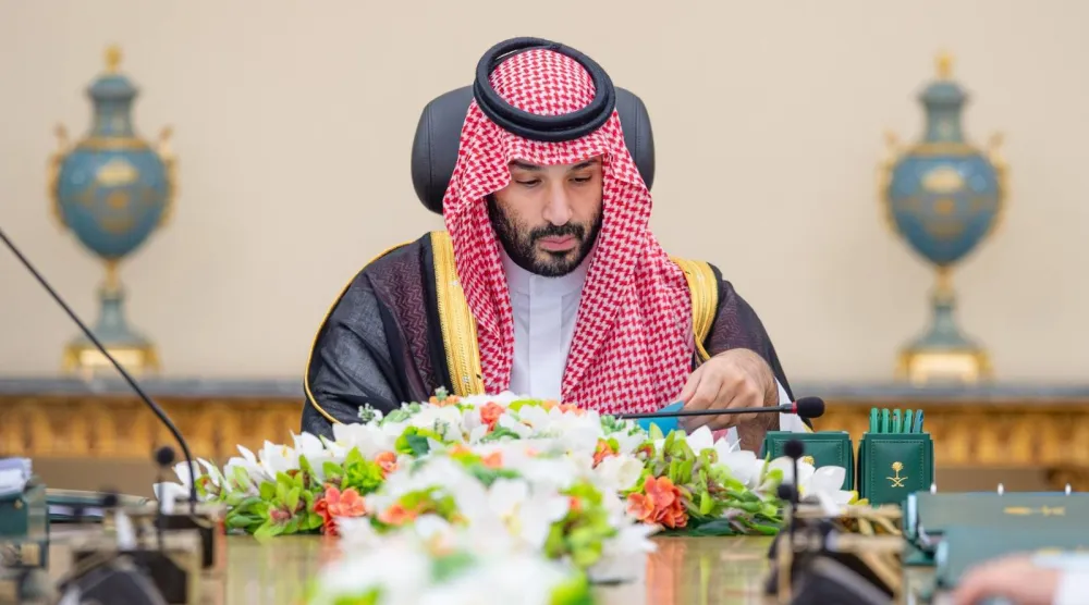الأمير محمد بن سلمان مترئساً جلسة مجلس الوزراء السعودي في جدة الثلاثاء (واس)
