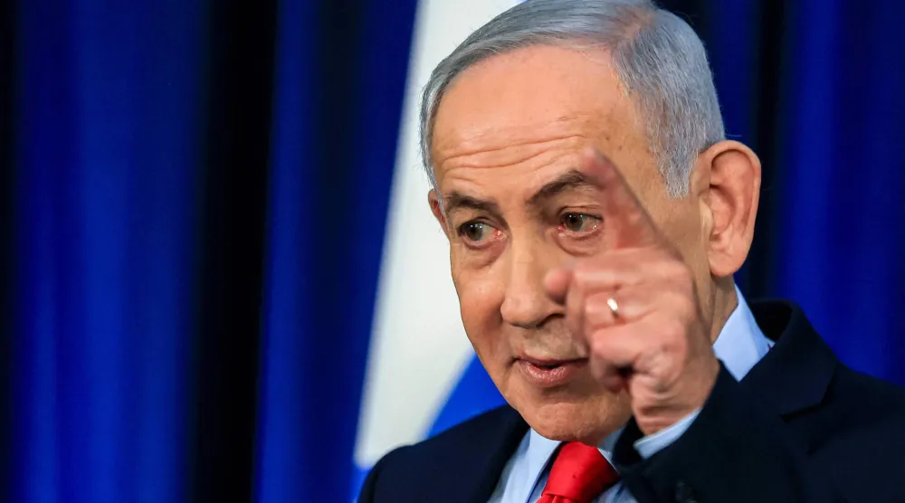 رئيس الوزراء الإسرائيلي بنيامين نتنياهو خلال مؤتمر صحافي في القدس يوم 19 مارس 2026 (أ.ف.ب)