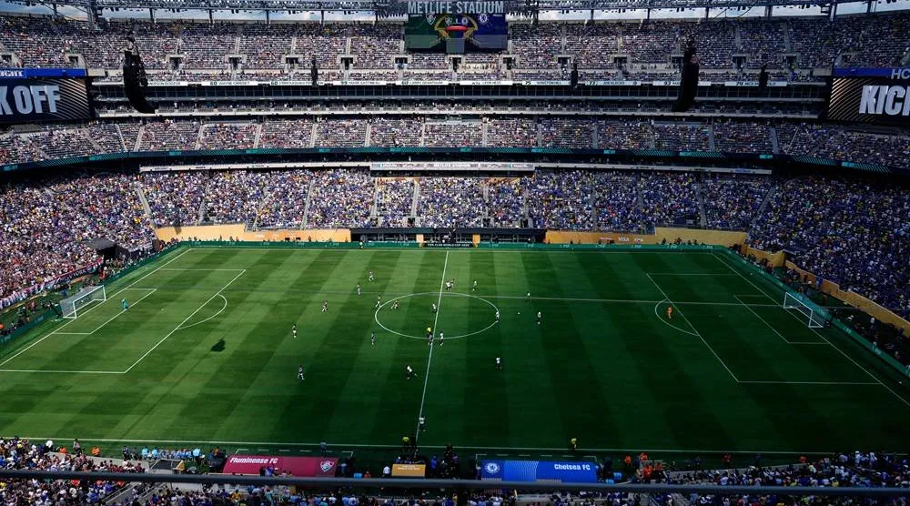 General view of the MetLife stadium during the Club World Cup semifinal soccer match between Fluminense and Chelsea in East Rutherford, NJ, Tuesday, July 8, 2025. (AP)