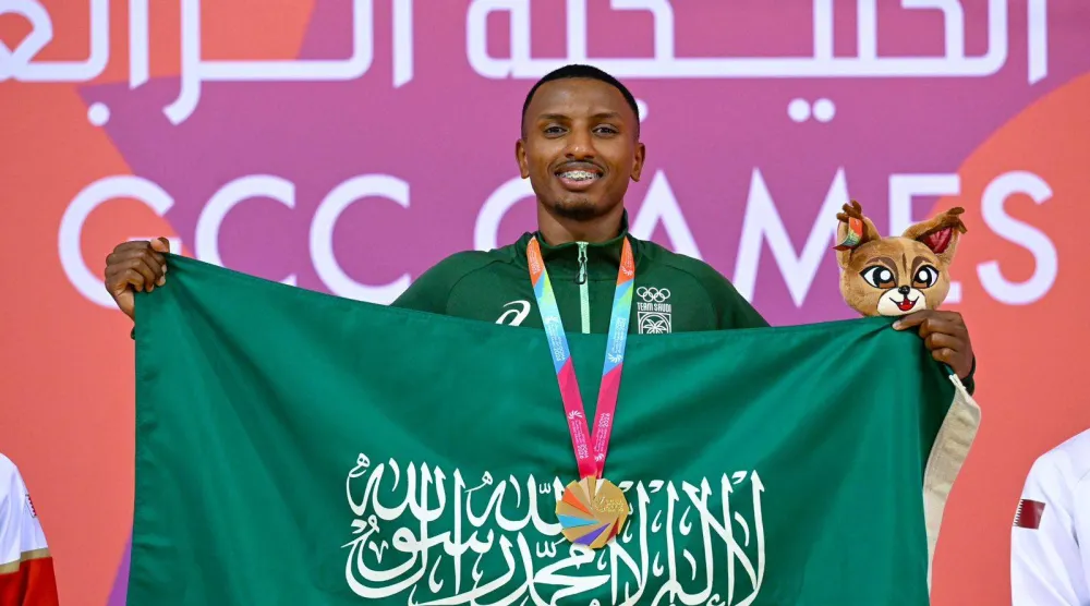 زياد مجرشي خلال مراسم التتويج (الشرق الأوسط)