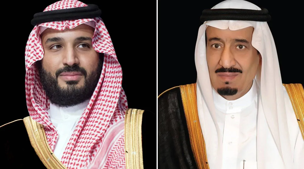 خادم الحرمين الشريفين الملك سلمان بن عبد العزيز والأمير محمد بن سلمان بن عبد العزيز ولي العهد رئيس مجلس الوزراء السعودي (الشرق الأوسط)