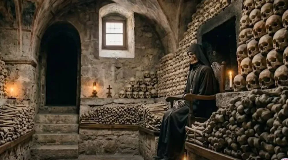 مشهد من الفيلم الوثائقي عن كنيسة الموتى (إدارة الرقابة على المنافذ بوزارة السياحة والآثار المصرية)