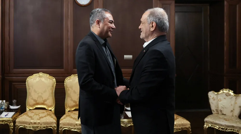Iranian President Masoud Pezeshkian meets with Pakistan's Interior Minister Mohsin Naqvi, in Tehran, Iran, May 17, 2026. Iran's Presidential website/WANA (West Asia News Agency)/Handout via REUTERS 