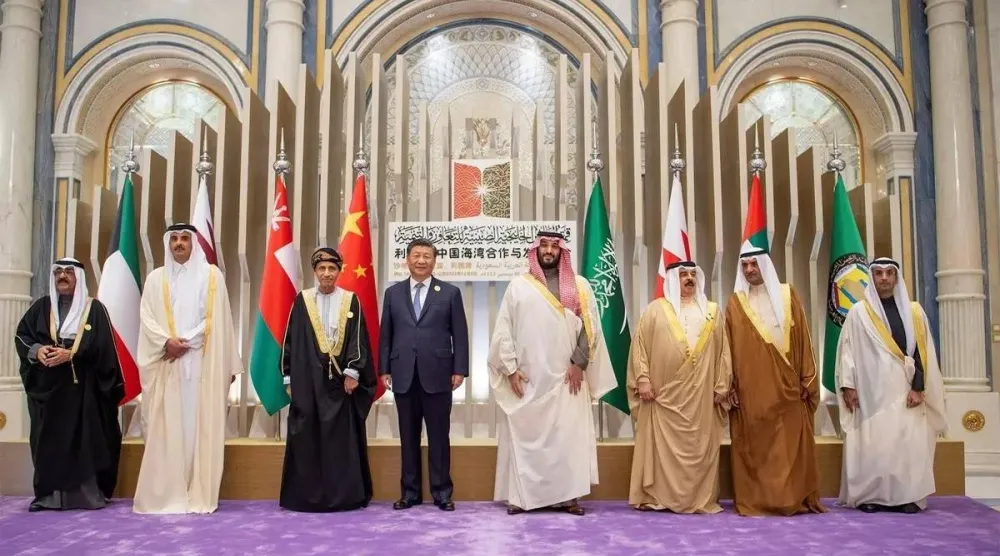 ولي العهد السعودي والرئيس الصيني وقادة دول مجلس التعاون الخليجي في صورة تذكارية عام 2022 (واس)