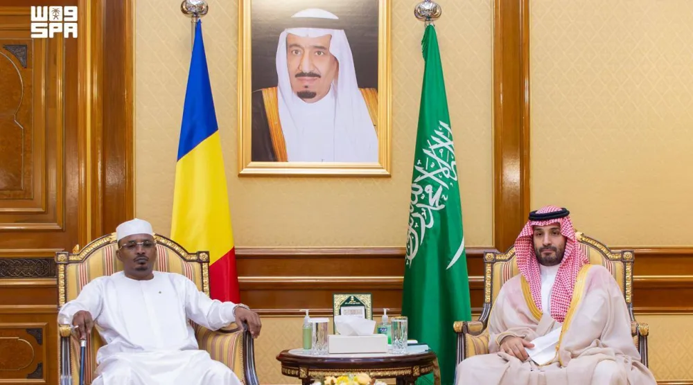 ولي العهد السعودي الأمير محمد بن سلمان يلتقي الرئيس التشادي محمد إدريس ديبي إتنو في قصر مِنى (واس)