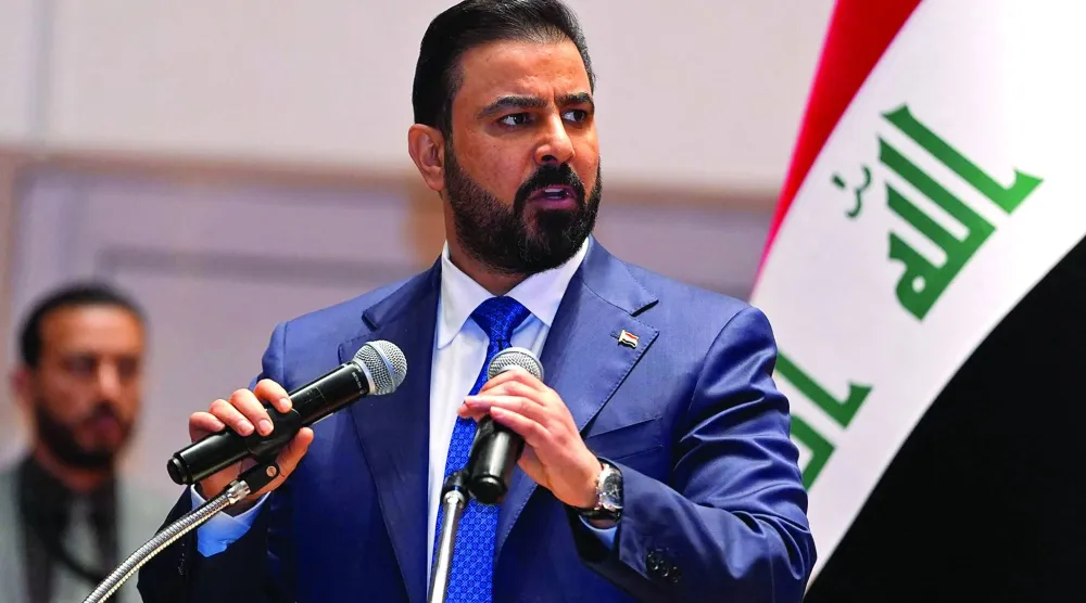الزيدي يتحدث قبل تقديم حكومته إلى البرلمان في بغداد يوم 14 مايو 2026 (أ.ف.ب)