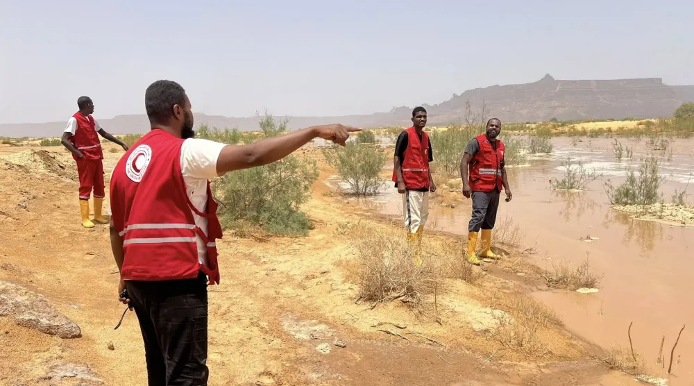 آثار السيول في غات بجنوب ليبيا الجمعة (الهلال الأحمر الليبي)